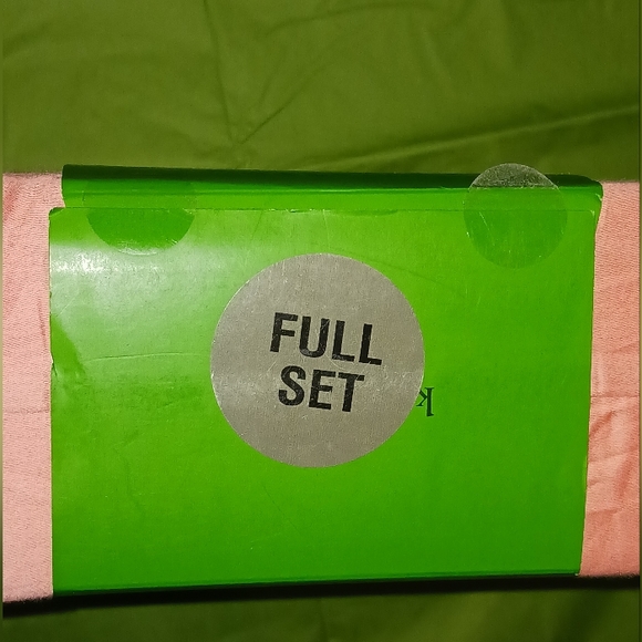 Kate Spade FULL Sheet Set 100% Cotton Sateen Neon Coral - Picture 10 of 11